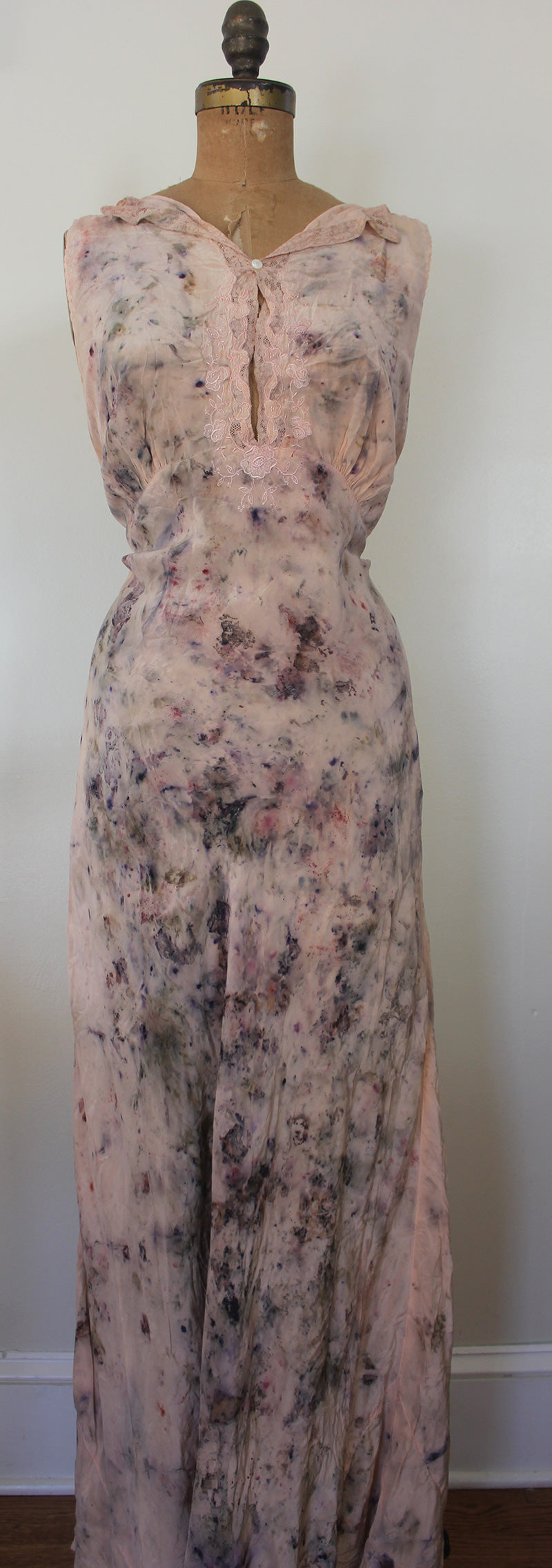 Plant dyed silk 1930's vintage dress