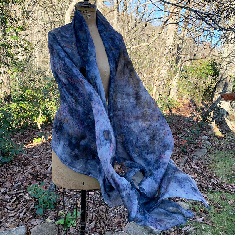 Plant Infused Silk Shawl - Galactic Ocean