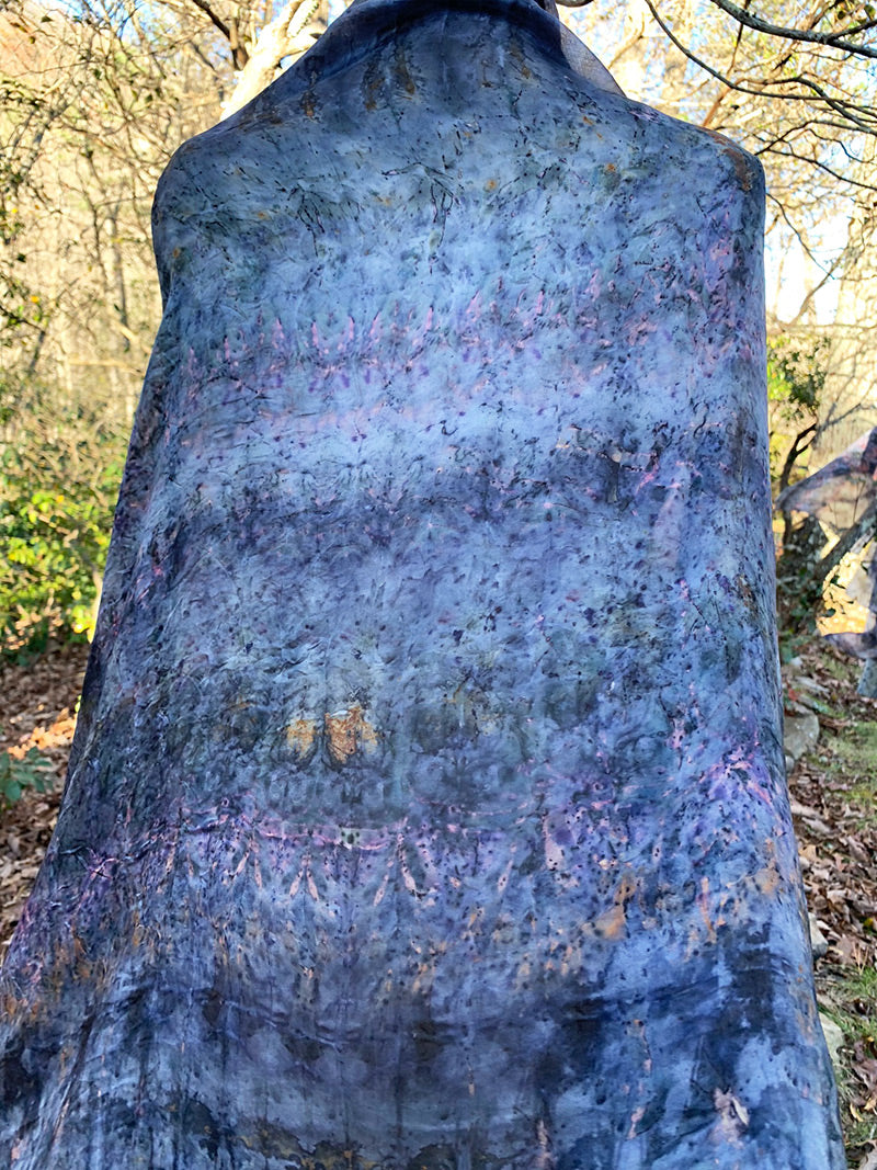 Plant Infused Silk Shawl - Galactic Ocean