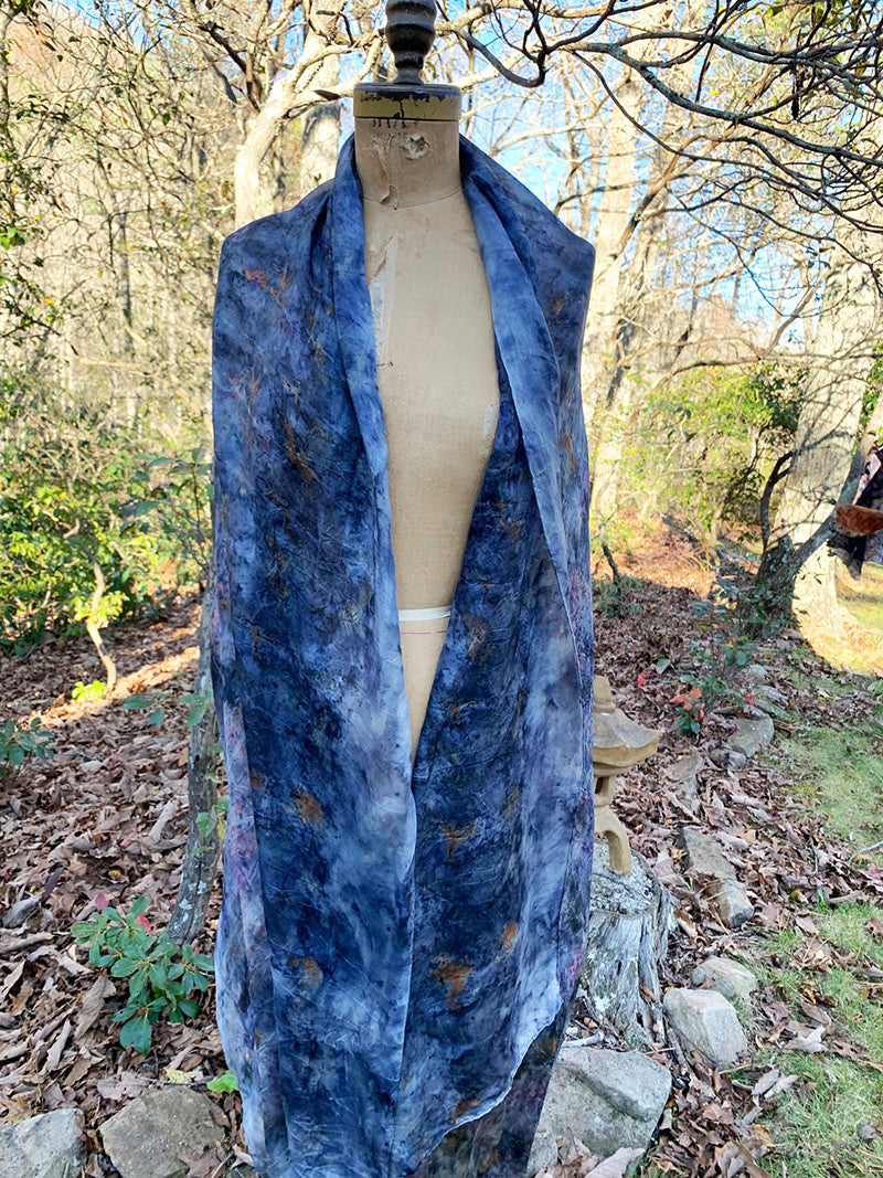 Plant Infused Silk Shawl - Galactic Ocean