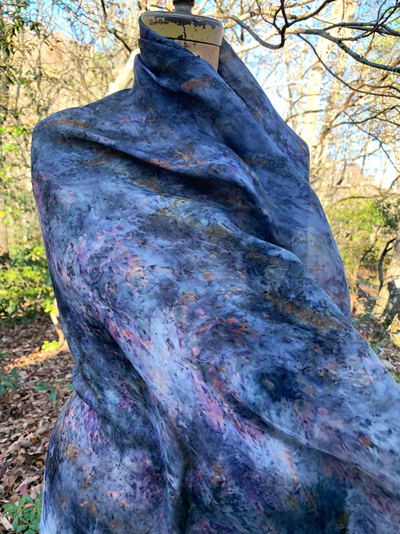 Plant Infused Silk Shawl - Galactic Ocean