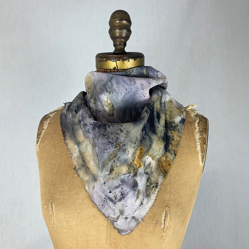 Plant Infused Raw Silk Bandana / Altar Cloth - Water Element