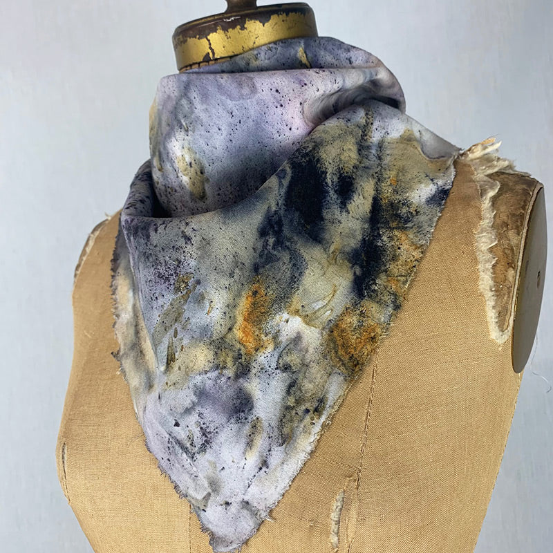 Plant Infused Raw Silk Bandana / Altar Cloth - Water Element