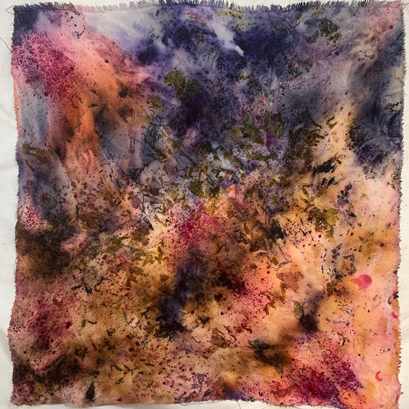 Plant Infused Raw Silk Bandana/Altar Cloth –Winter Sunset