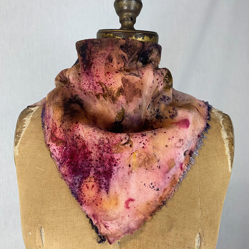 Plant Infused Raw Silk Bandana/Altar Cloth –Winter Sunset