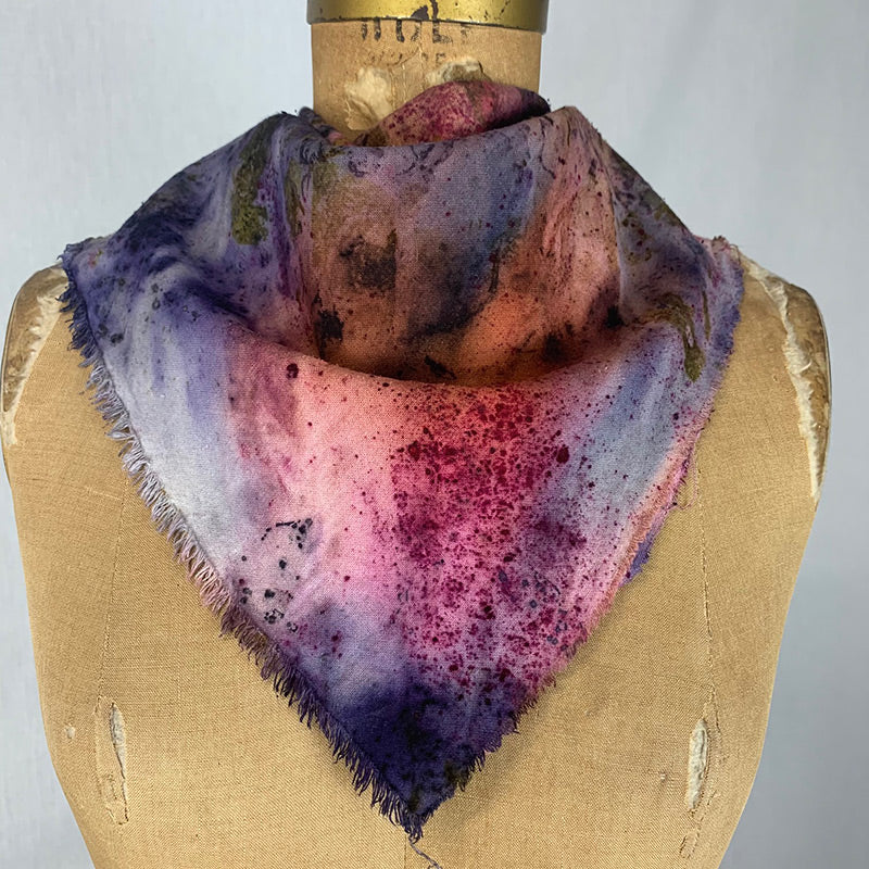 Plant Infused Raw Silk Bandana/Altar Cloth –Winter Sunset