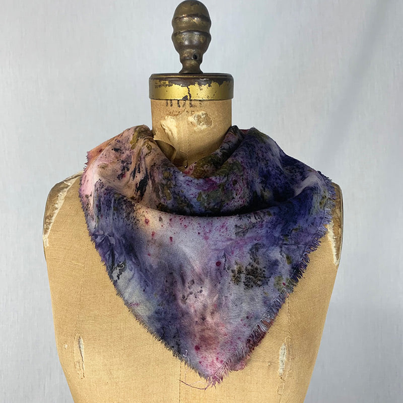 Plant Infused Raw Silk Bandana/Altar Cloth –Winter Sunset