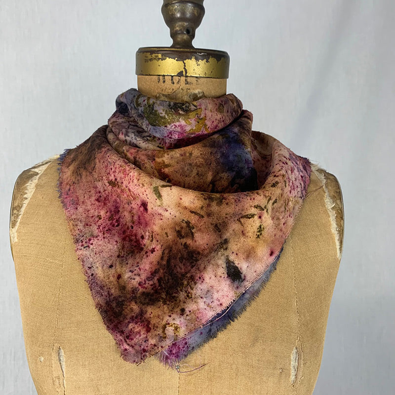 Plant Infused Raw Silk Bandana/Altar Cloth –Winter Sunset