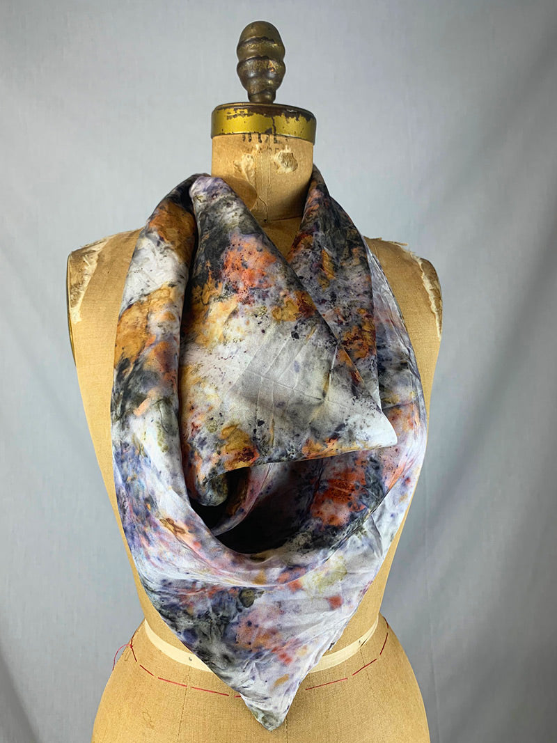 Botanically Dyed Silk Scarf - Yellow Moon (35" X 35")