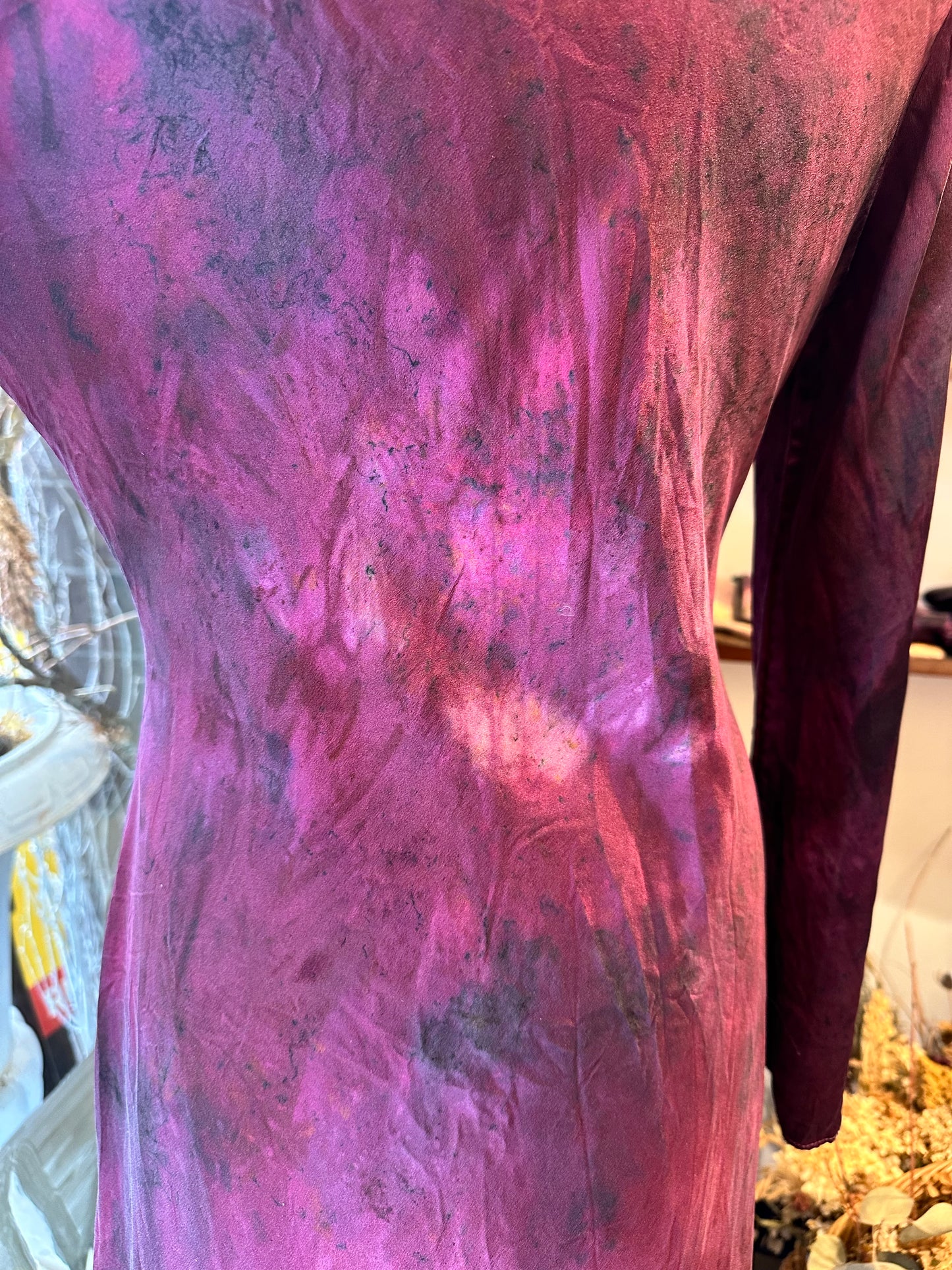 Silk long sleeve mini dress - heart throb