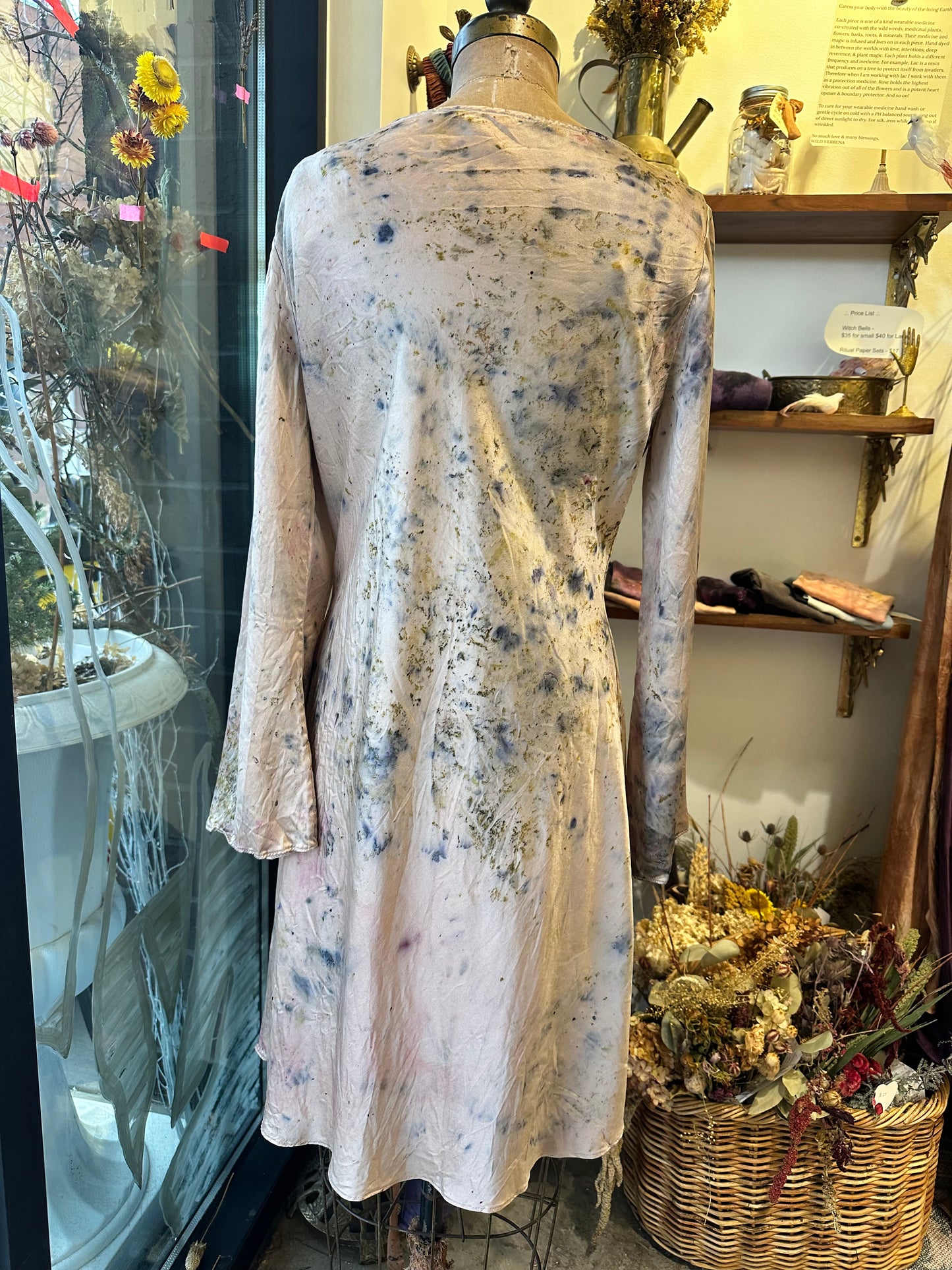 Long sleeve silk mini dress - spring Flora