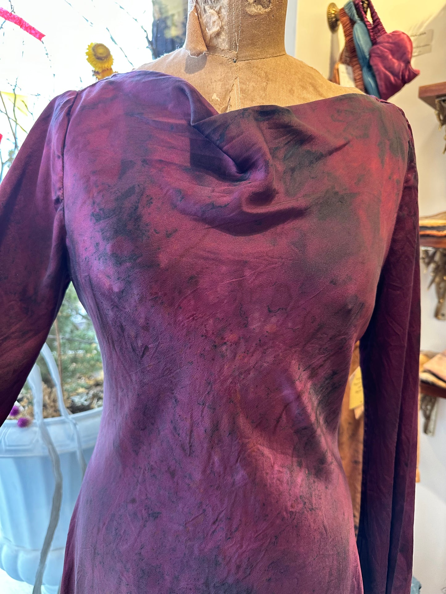 Silk long sleeve mini dress - heart throb