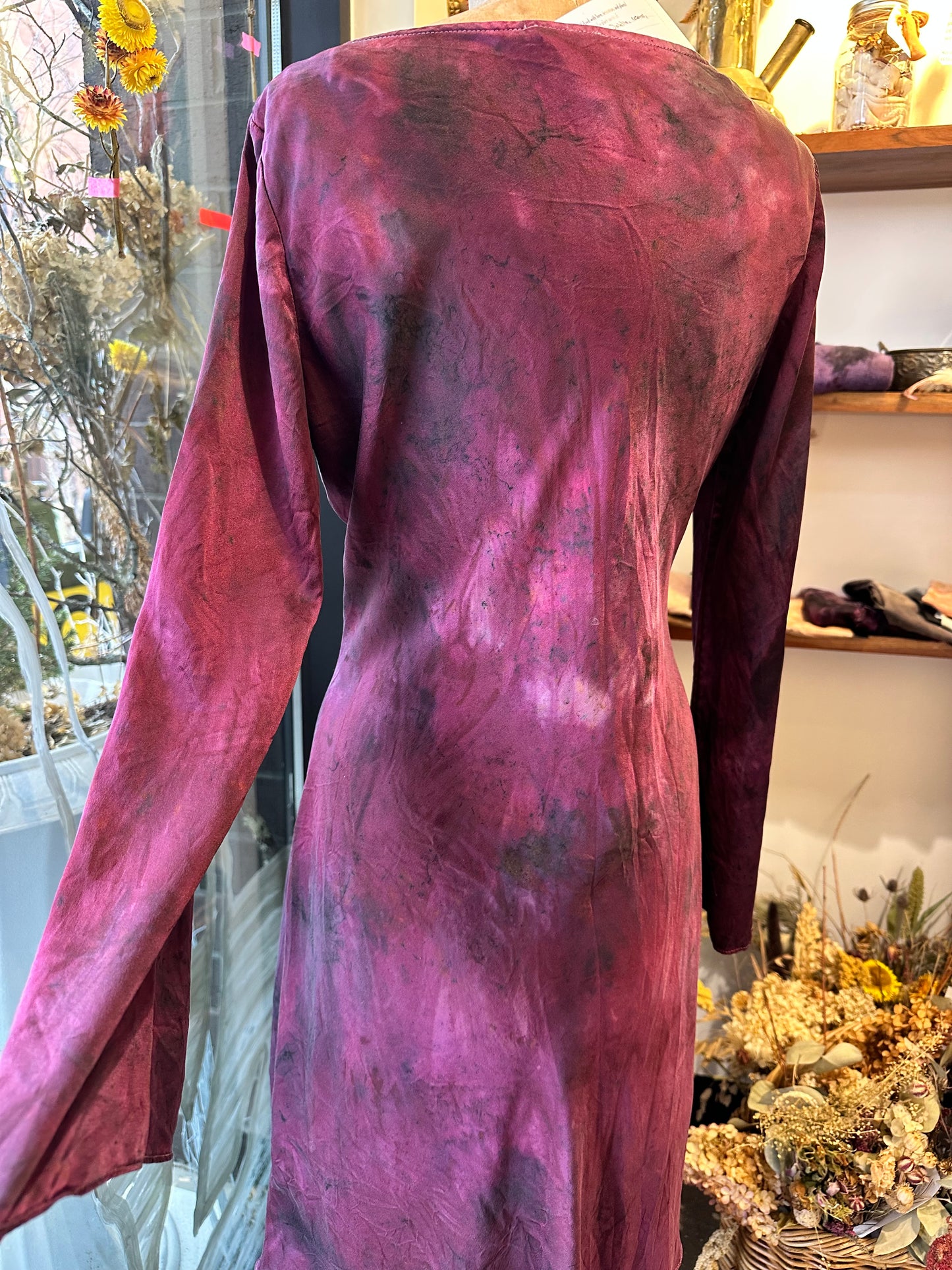 Silk long sleeve mini dress - heart throb