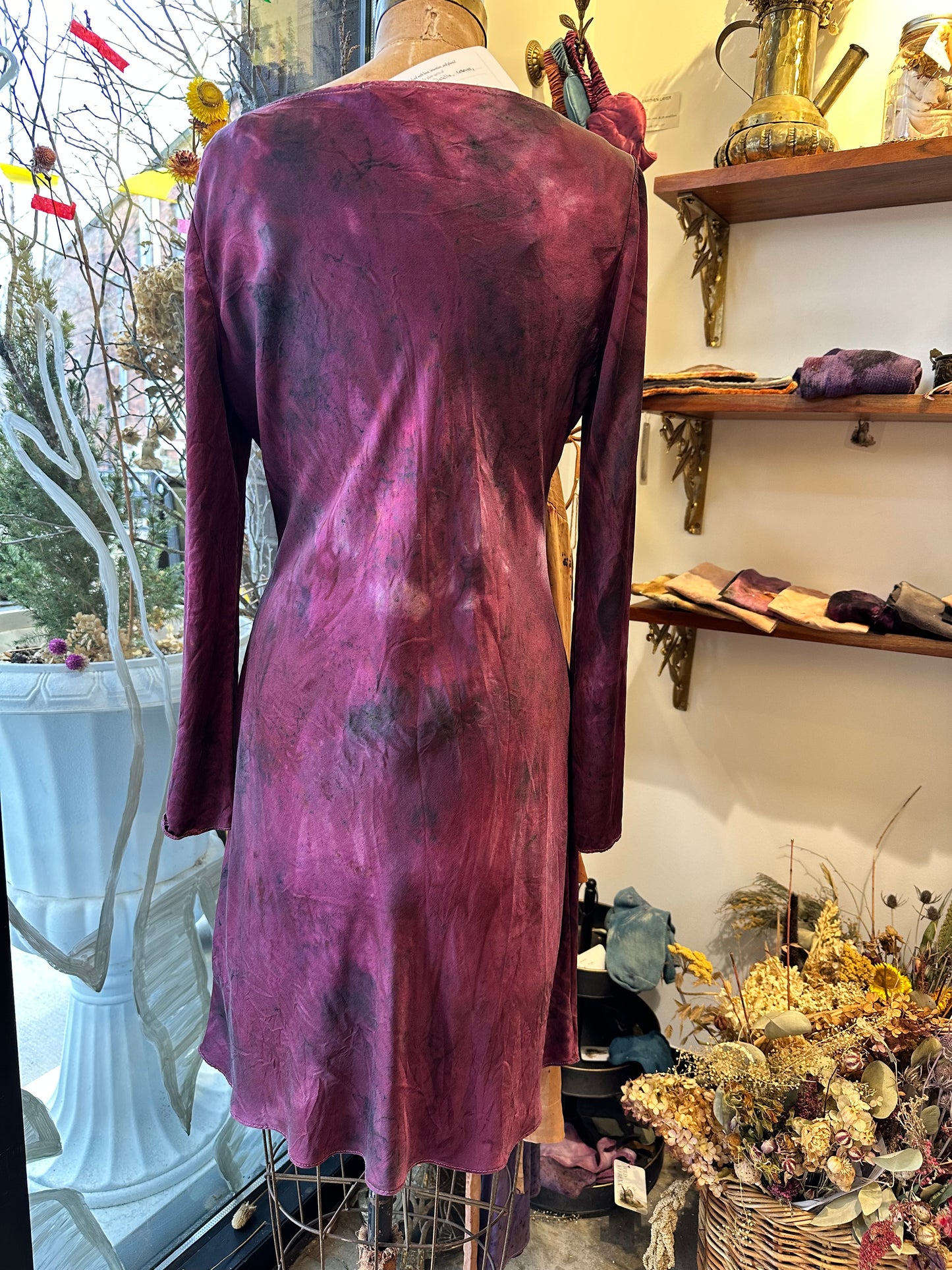 Silk long sleeve mini dress - heart throb