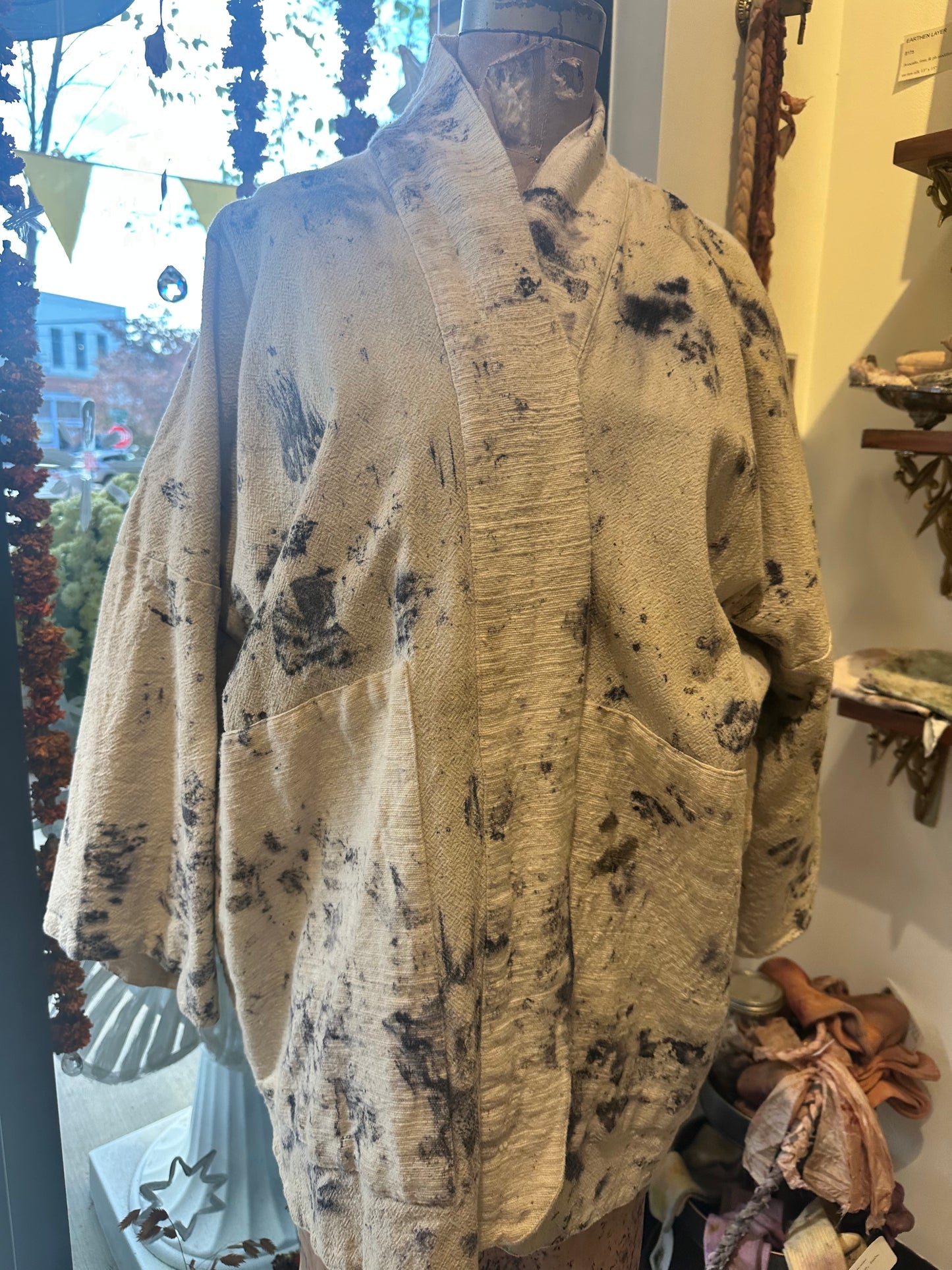 Handwoven cotton kimono jacket - full bloom