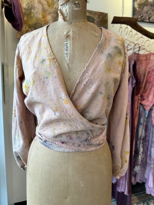 Raw silk wrap top - cosmic eye