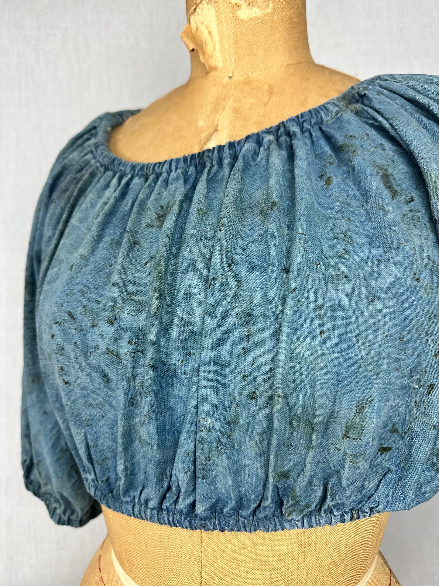 Raw silk crop top - ocean depths