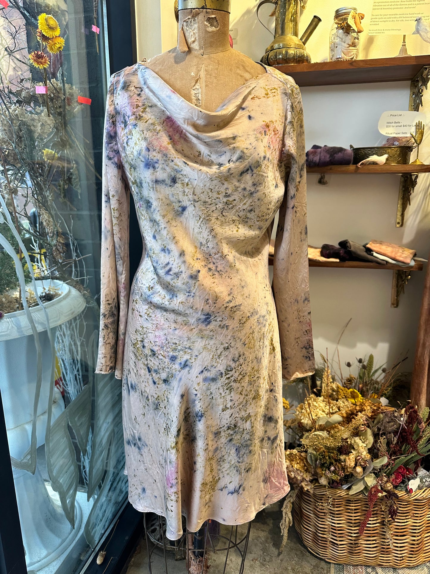 Long sleeve silk mini dress - spring Flora