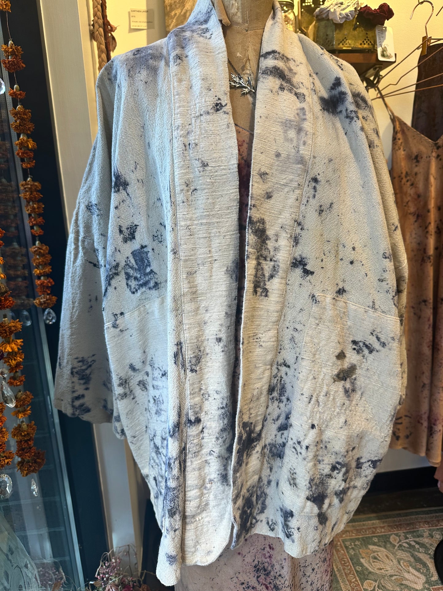 Handwoven cotton kimono jacket - full bloom