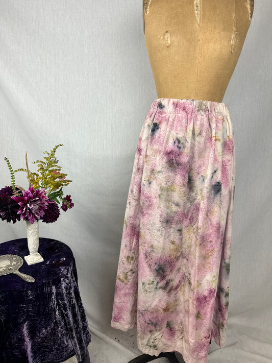 Raw silk skirt with pockets- full bloom