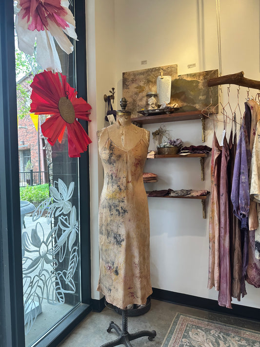 Silk slip dress - floral sunset