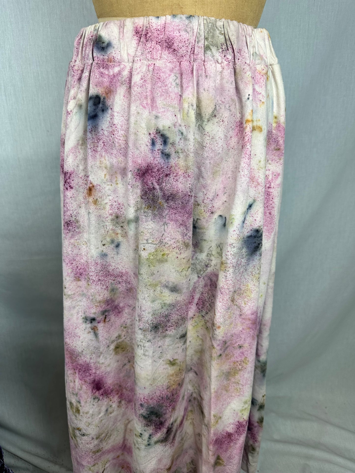 Raw silk skirt with pockets- full bloom