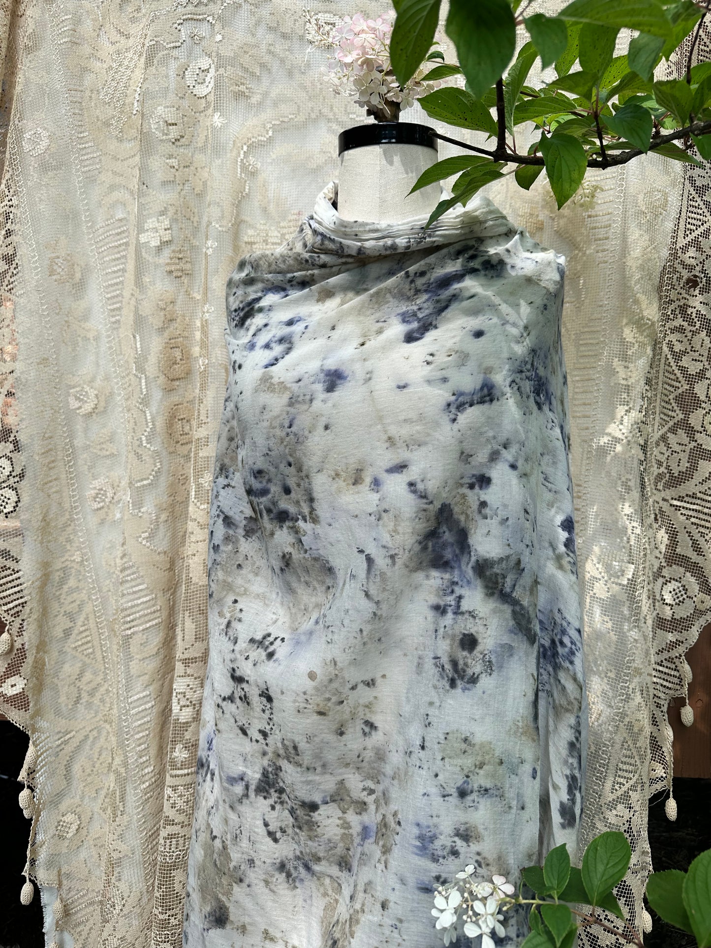 Xl organic cotton shawl / sarong- rose song