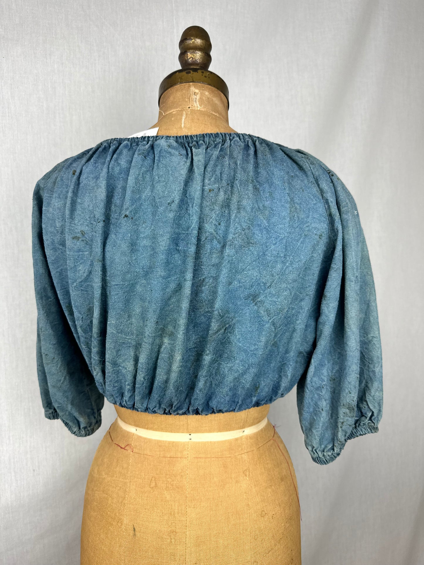 Raw silk crop top - ocean depths