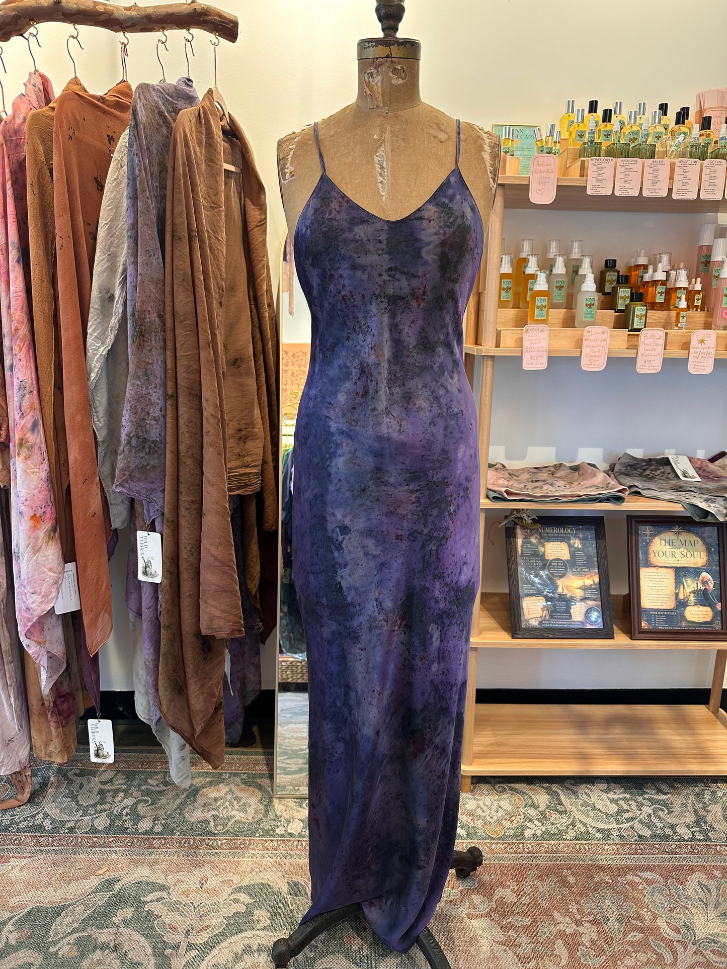 Silk slip dress - galaxy Flora