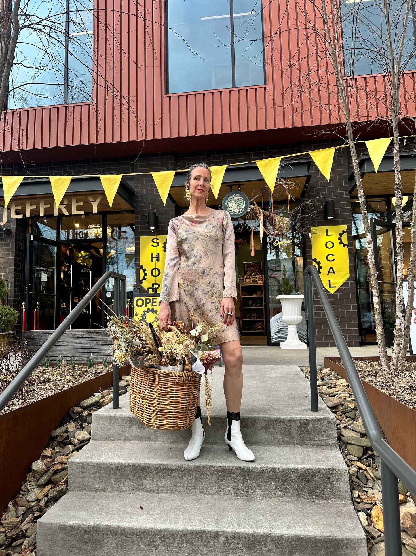 Long sleeve silk mini dress - spring Flora