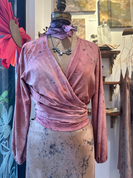 Raw silk wrap top - open your heart