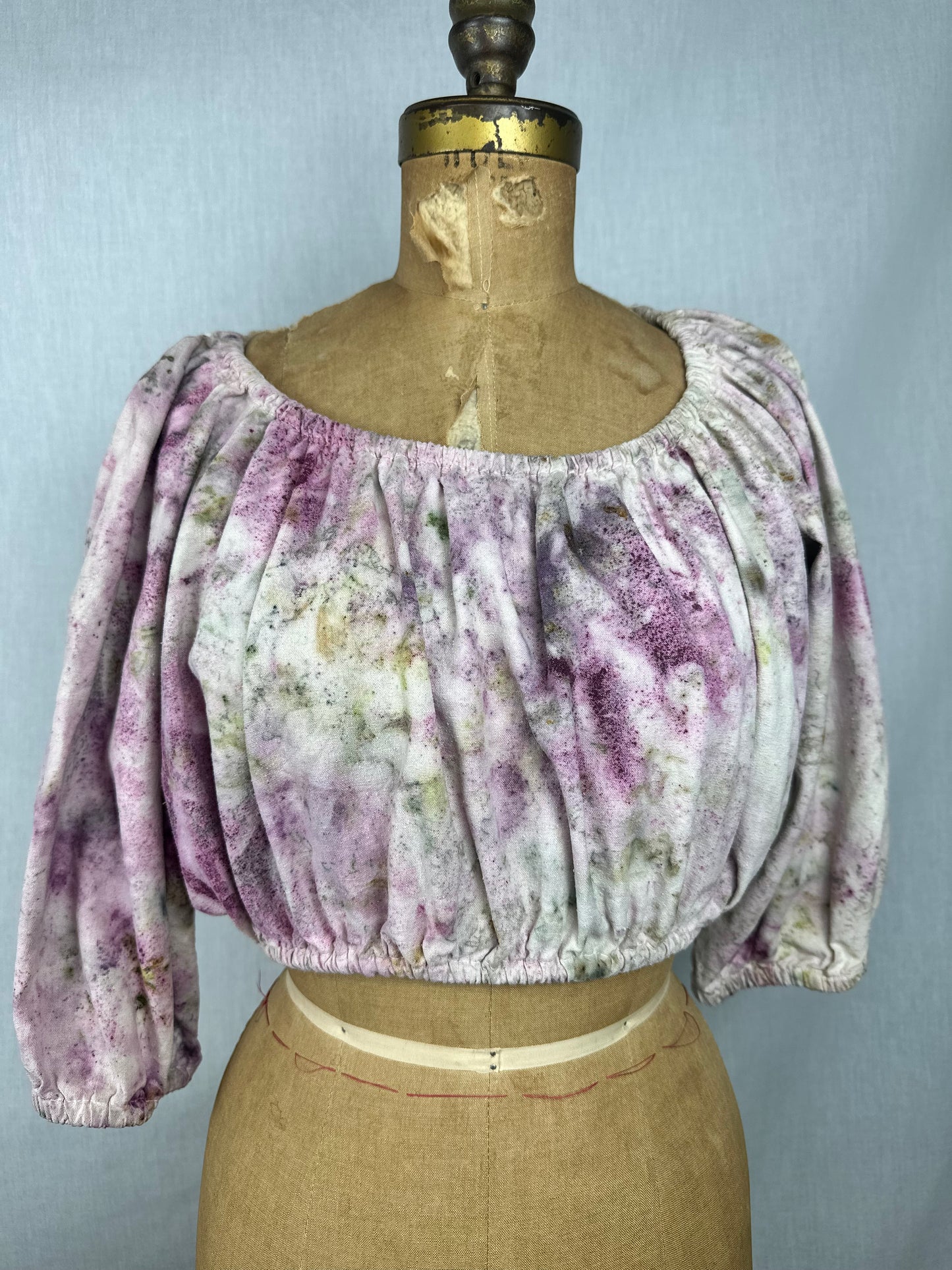 Raw silk crop top- flower fields