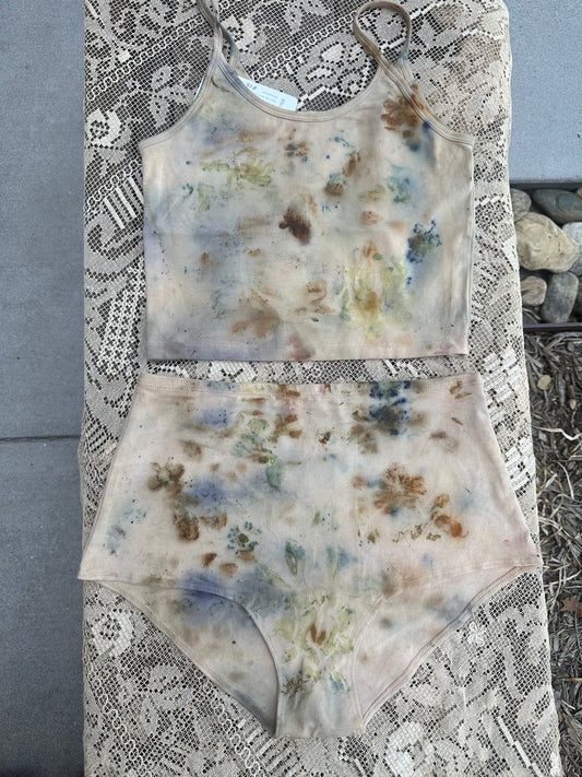 Cotton tank - fawn flora