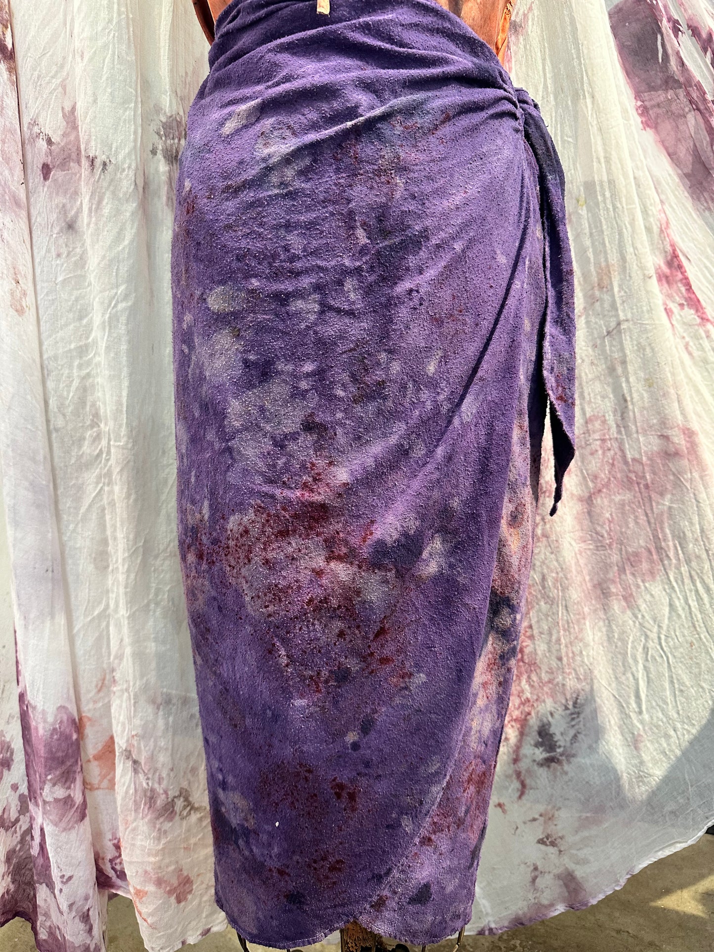 Raw silk wrap skirt