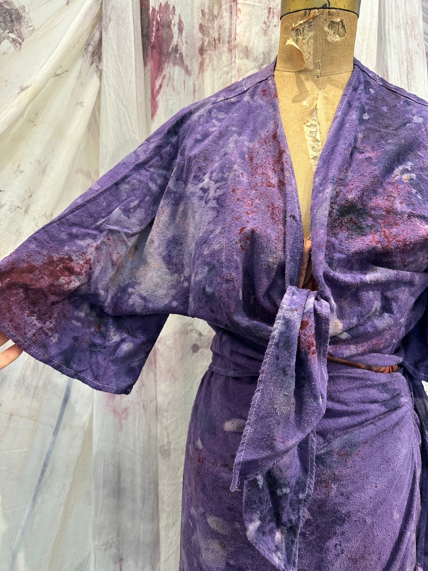 Raw silk wrap top
