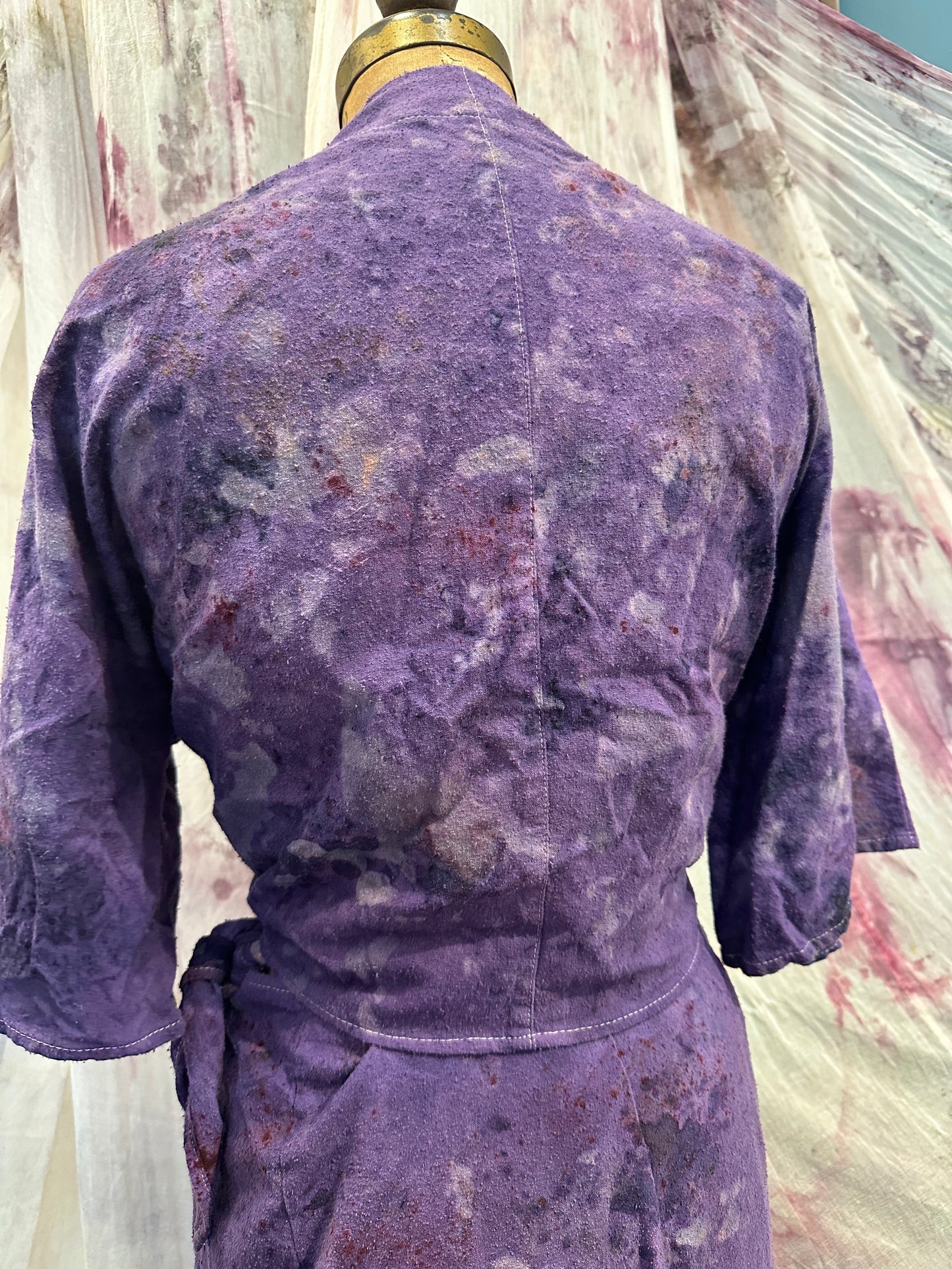 Raw silk wrap top