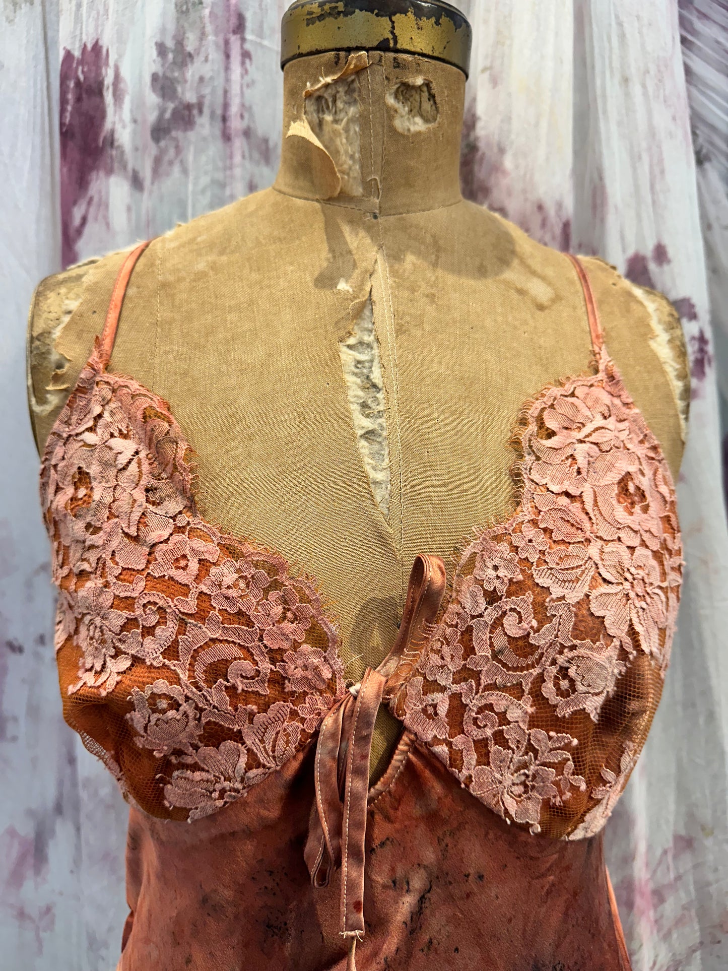Silk cami with lace detail
