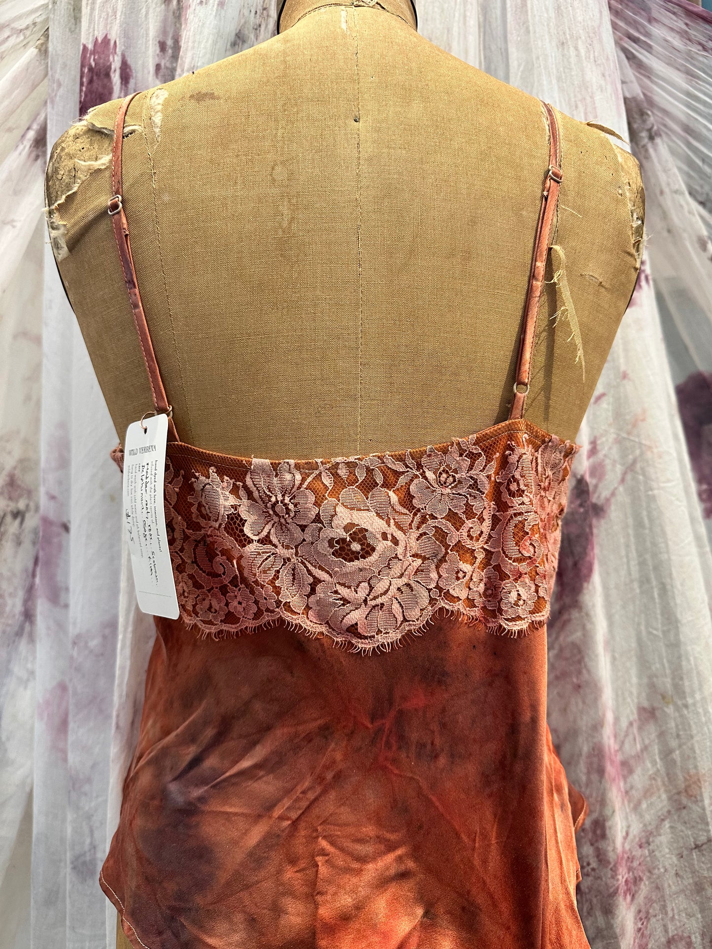 Silk cami with lace detail