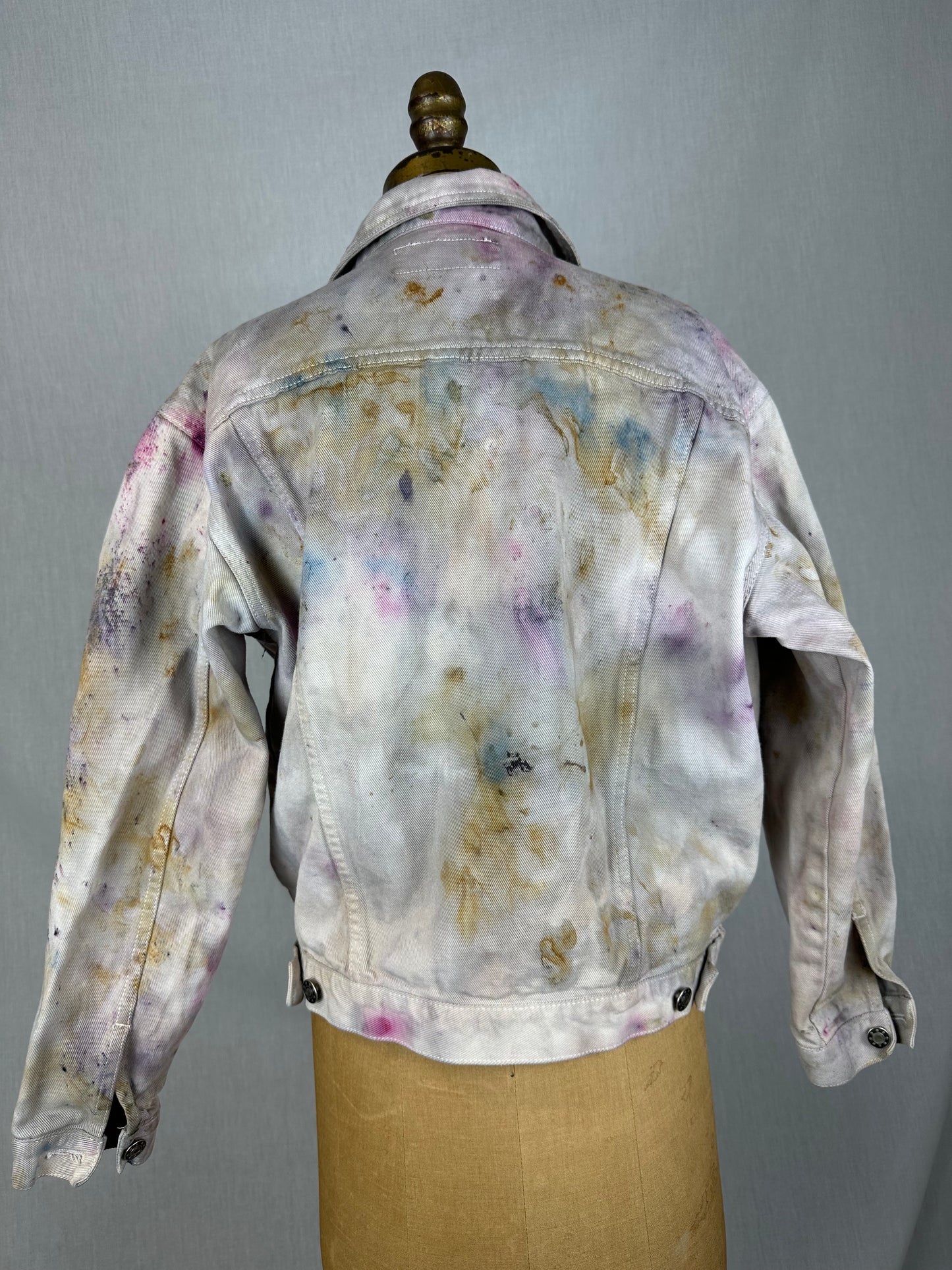 Upcycled denim jacket- flower frolic