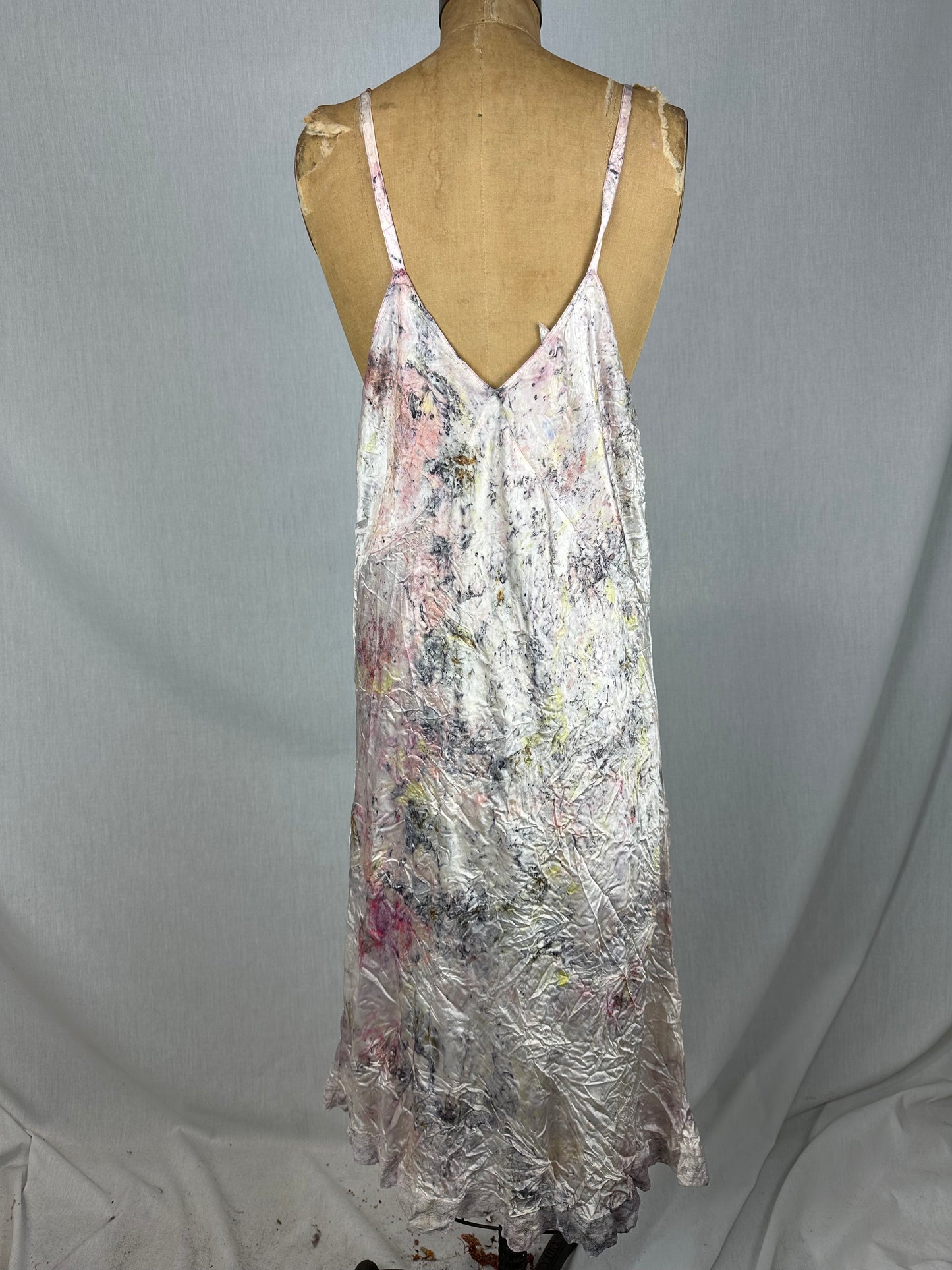 Upcycled slip dress- flower frequency