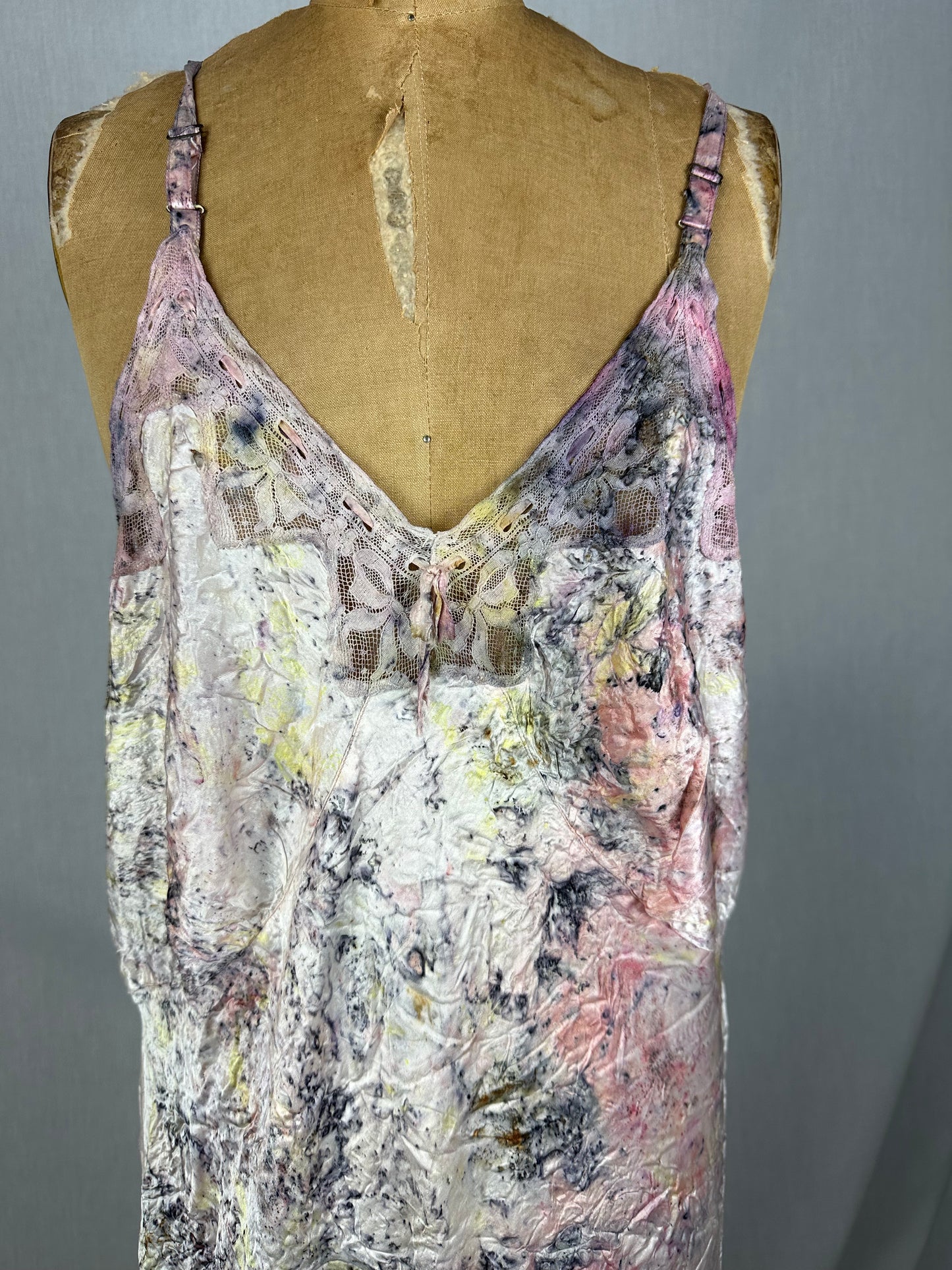 Upcycled slip dress- flower frequency