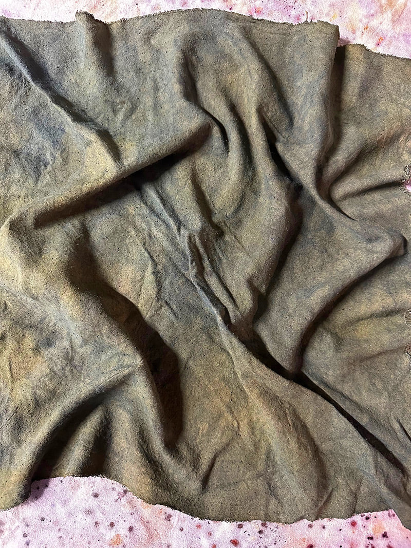 Raw Silk Bandana / Altar Cloth - Moss