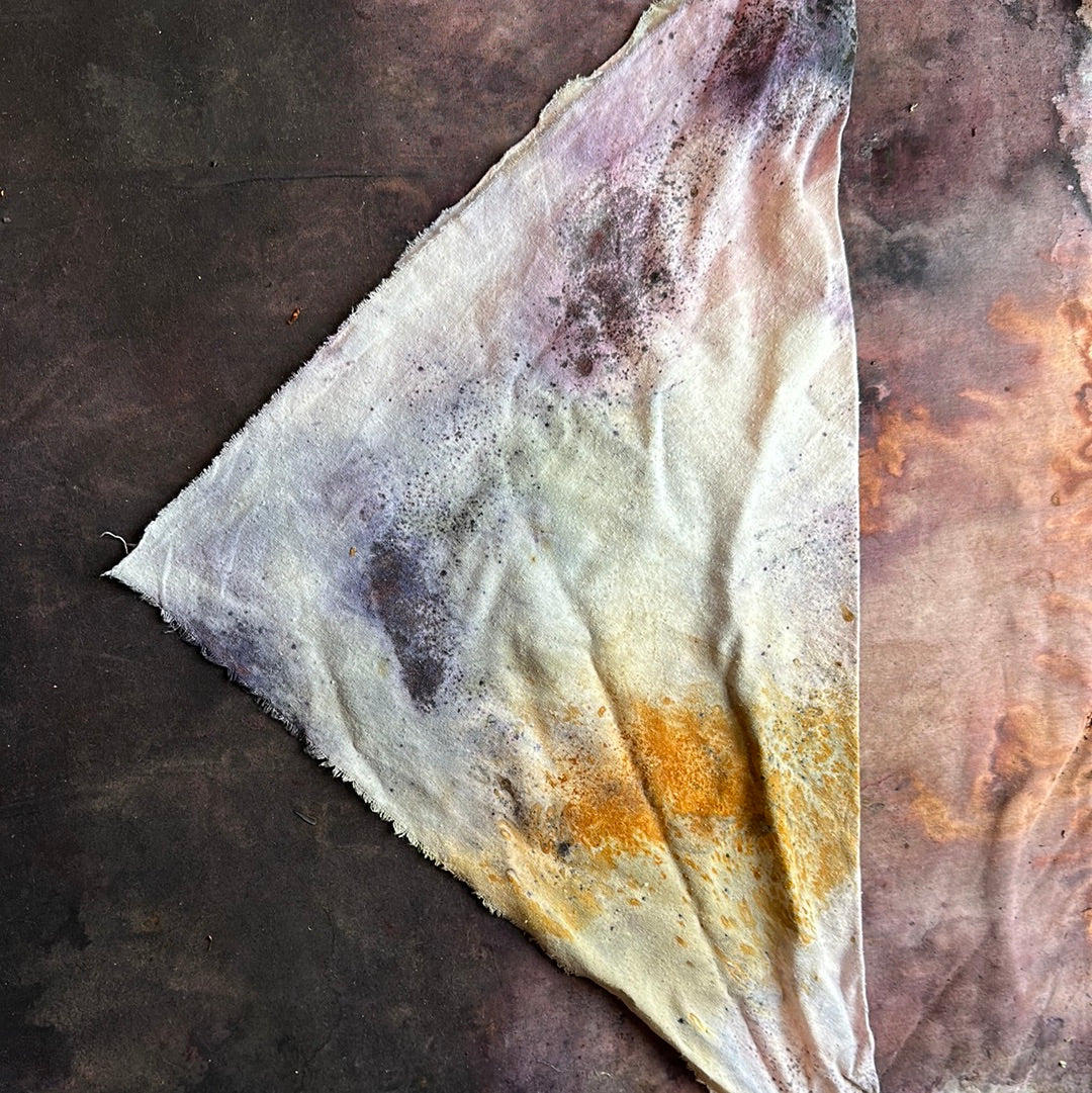 Raw silk bandana / altar cloth- 3 moons