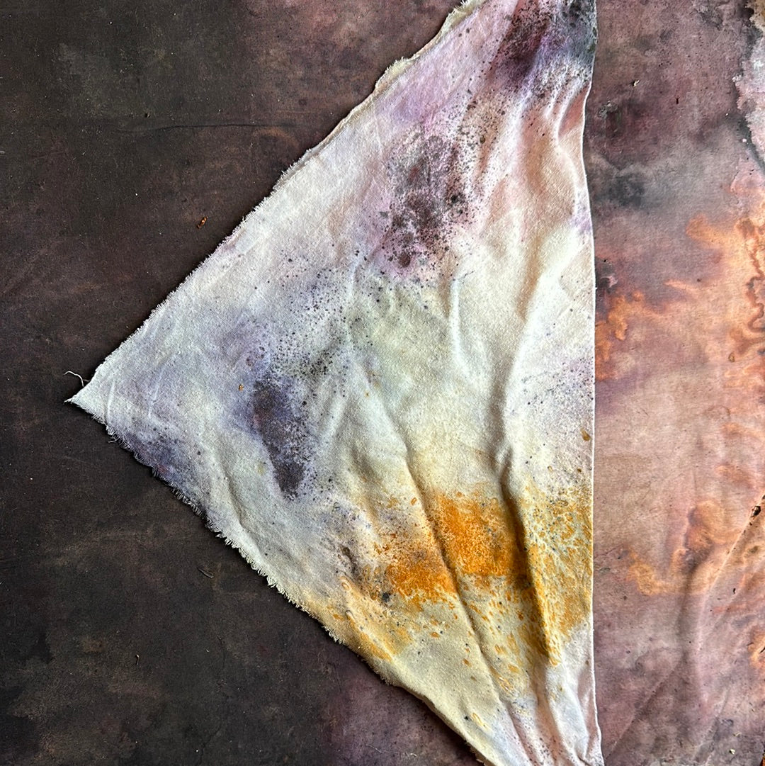 Raw silk bandana / altar cloth- 3 moons