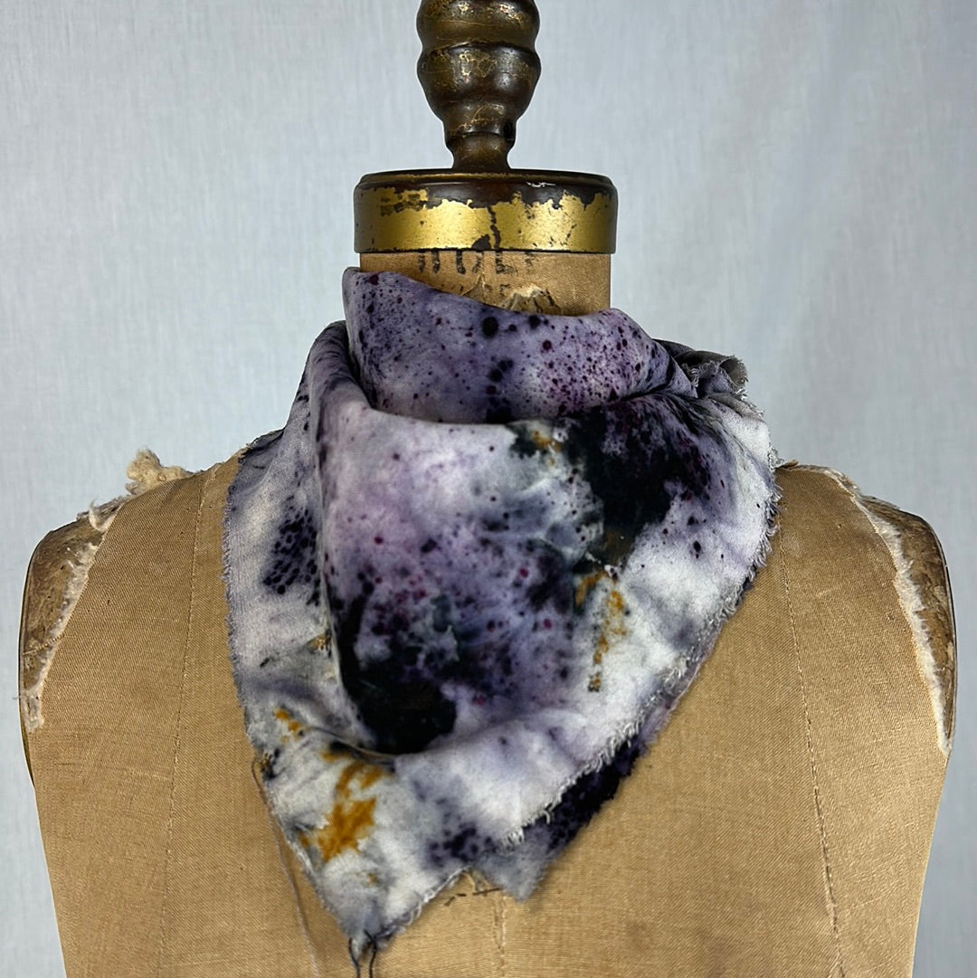 Raw silk bandana / altar cloth - Purple Haze