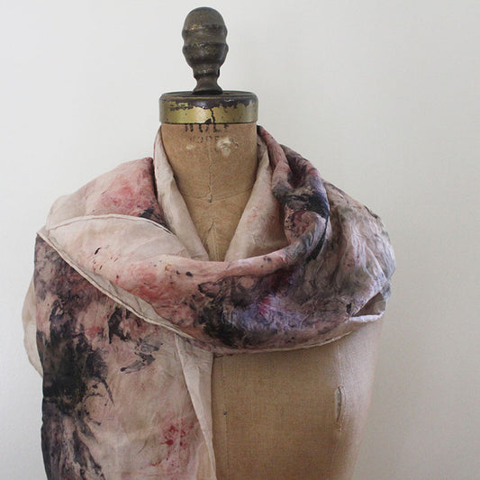 Plant Dyed Silk Scarf - Peonies