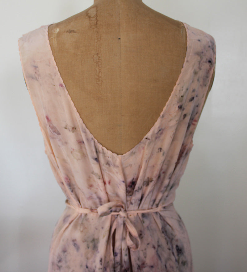 Plant dyed silk 1930's vintage dress