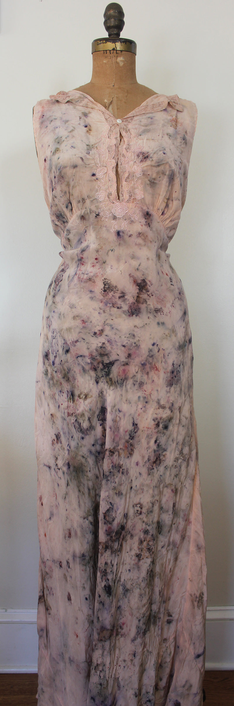 Plant dyed silk 1930's vintage dress