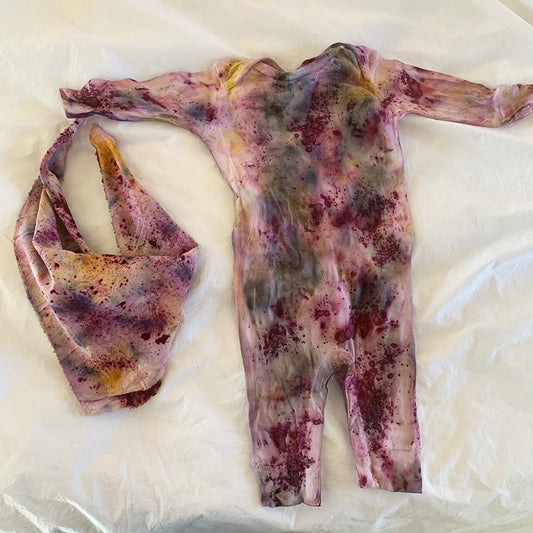 Plant Dyed Cotton Onesie With Matching Raw Silk - You Are My Sunshine