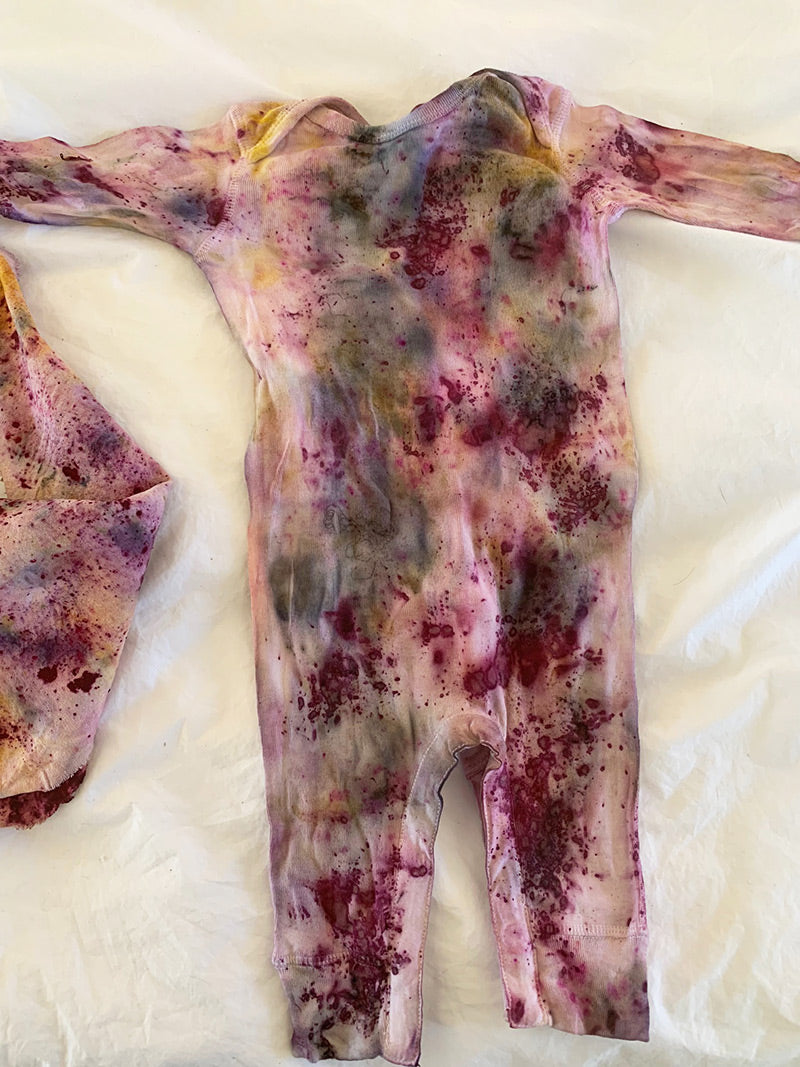 Plant Dyed Cotton Onesie With Matching Raw Silk - You Are My Sunshine